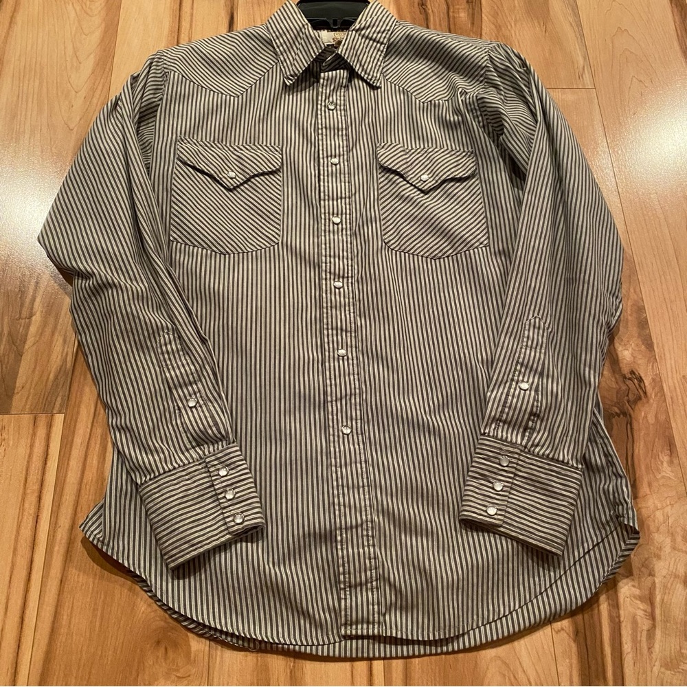 Ruddock Long-Sleeve Western Shirt - Gray & White—15.5X35